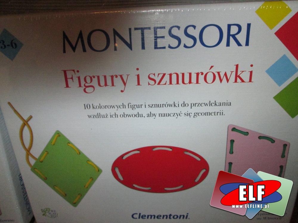 Clementoni, Montessori Figury i Sznurówki, zestaw kreatywny do przewlekania, zestawy kreatywne