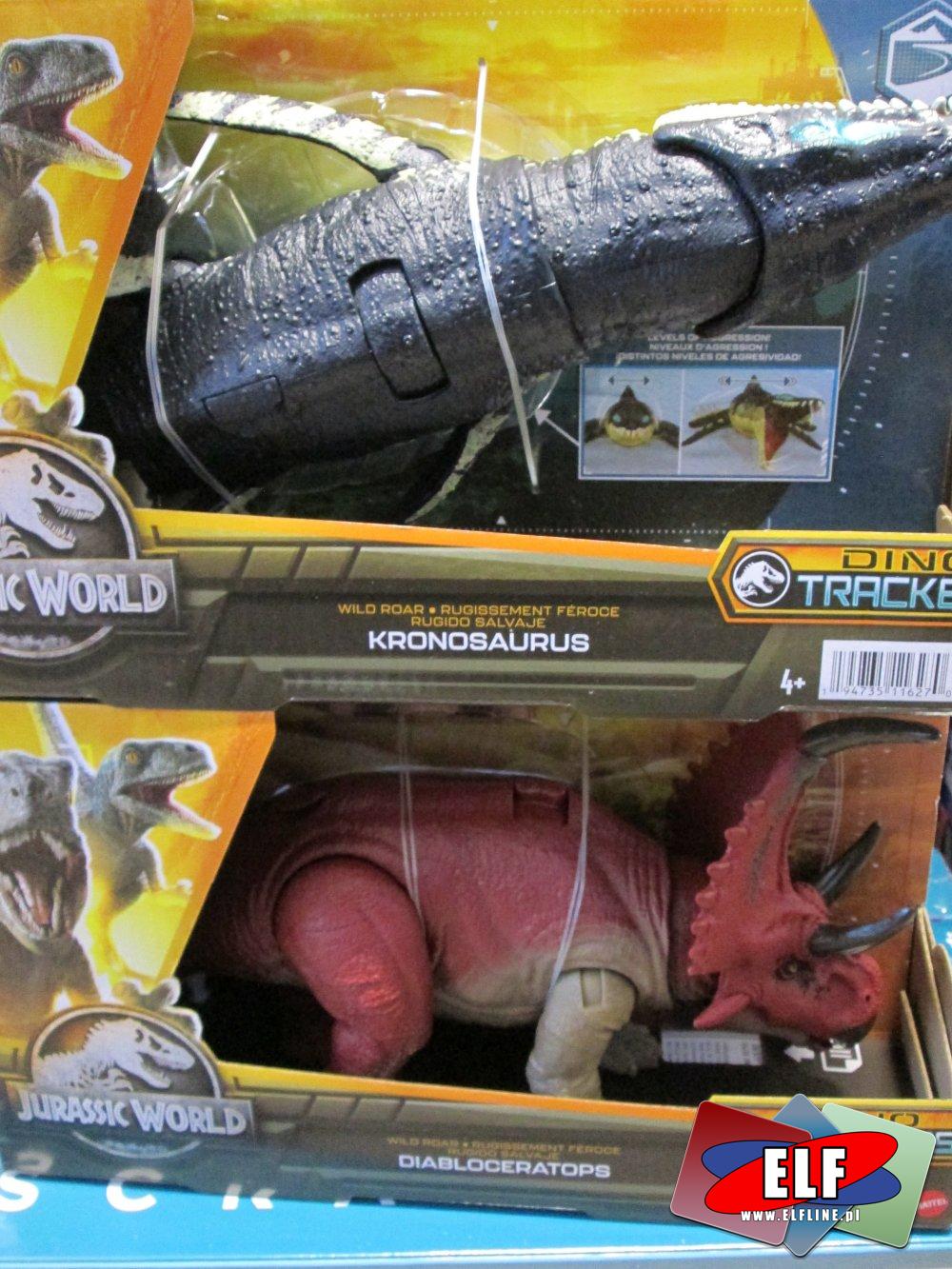 Jurassic World, Dinozaury, Dono Trackers, Diabloceratops, Kronosaurus, Eocarcharia, Dryptosaurus i inne dinozaury, figurki, zabawki