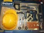 Deluxe Tool set, narzędzia, zestaw z narzędziami, kask, kaski, zabawka, zabawki, wiertarka, młotek, różne narzędzia