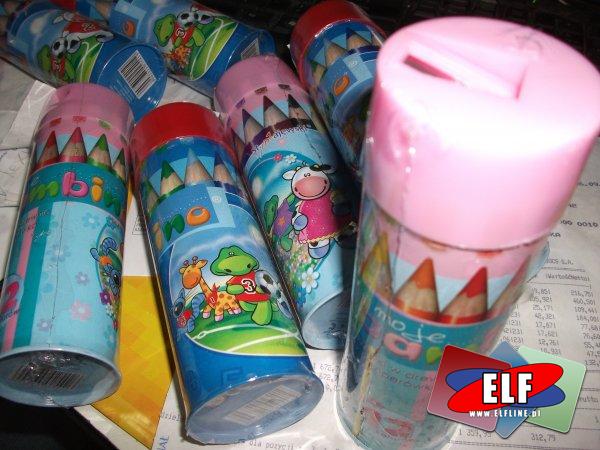 Kredki grube bambino 10 kolorów ołówkowe w tubie z temperówką