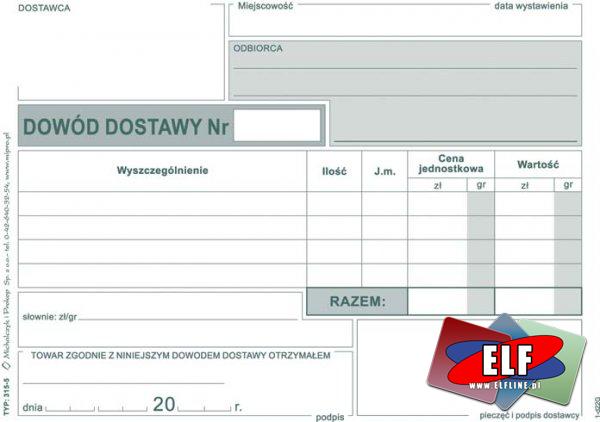 Dowód dostawy, dowody dostaw, druki, druk