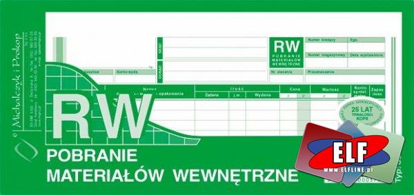 RW, pobranie materiałów wewnętrzne, rozchód wewnętrzny, rozchody wewnętrzne, druk, druki