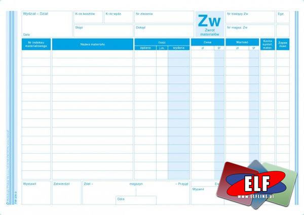 ZW, zwrot materiałów, zwroty materiałowe, druk, druki