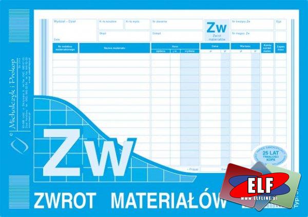 ZW, zwrot materiałów, zwroty materiałowe, druk, druki