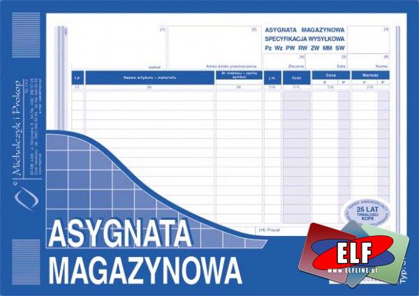 Asygnata magazynowa, asygnaty magazynowe, druk, druki