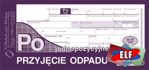 PO, przyjęcie odpadu jednopozycyjne, przyjecie odpadów, druk, druki