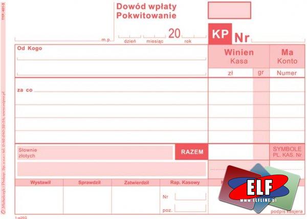 KP Dowód wpłaty, kasa przyjmie, druk, druki, bankowy, bankowe
