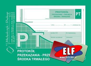 PT, protokół przekazania - przejęcia środka trwałego, druk, druki, bankowy, bankowe