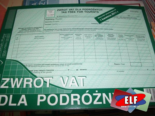 Zwrot VAT dla podróżnych, druk, druki
