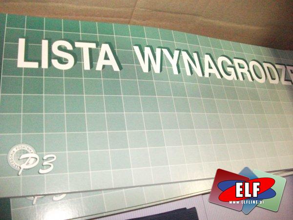 Lista wynagrodzeń, 9 pozycji dziewięcioro pozycyjna, druk, druki, listy