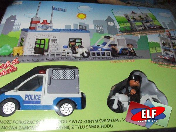 Klocki plastikowe policja i straż pożarna, duże elementy (podobne do lego duplo)