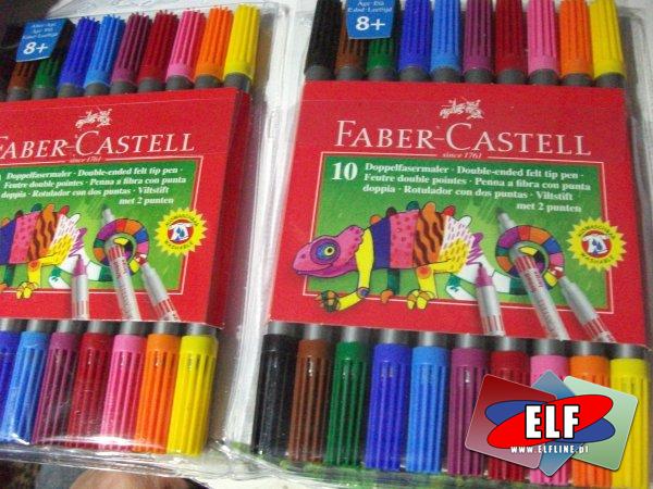 Flamastry dwustronne 10 kolorów faber-castell, flamaster dwustronny, masak, mazaki, pisak, pisaki, marker, markery