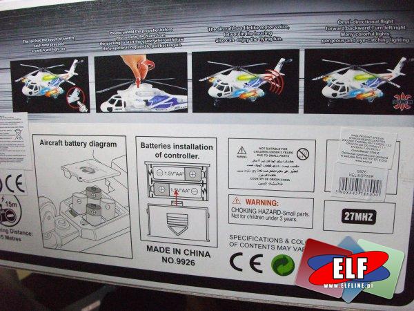 Helikopter zdanie-0sterowany jeżdzący (nie lata), helikoptery zdalnie starowane, 4 kanały sterowania z dzwiękiem i światłem