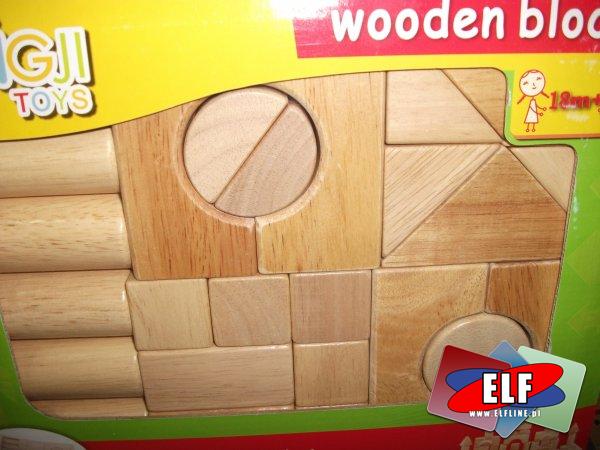 Klocki drewniane 26 elementów w pudełku