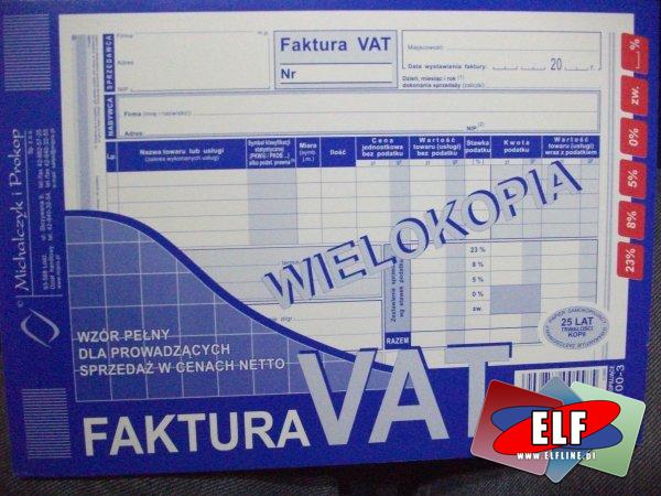 Faktura VAT wielokopia, faktury VAT wielokopie, 100-1, 100-2, 100-3, druk, druki