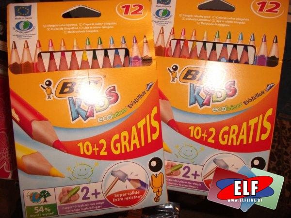 Kredki grube 12 kolorów BIC Kids ECO Lutions evolution trójkątne, kredka trójkątna